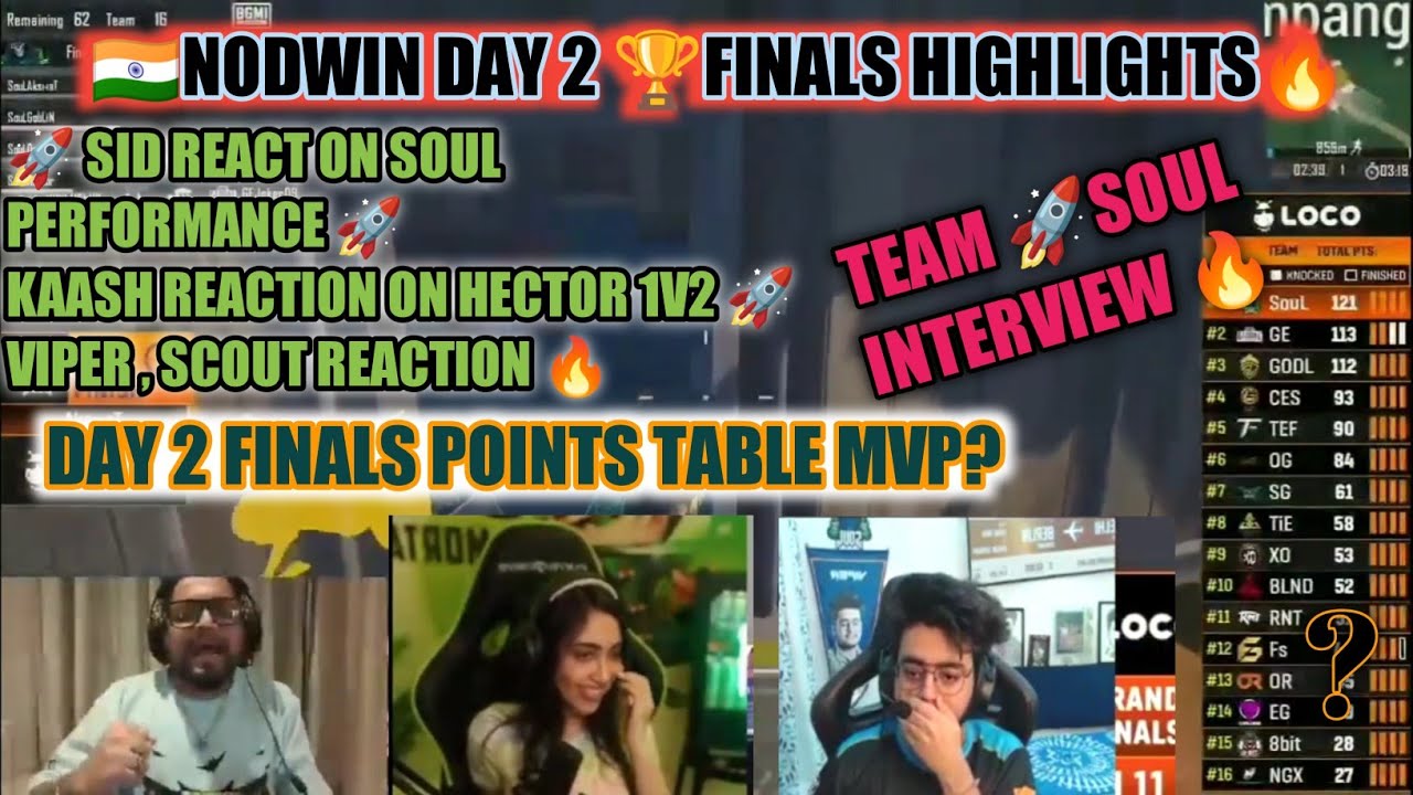 NODWIN LAN EVENT DAY2 FINALS HIGHLIGHTS 🔥, POUNTS TABLE MVP LIST 🚀SID, KASSH, VIPER REACTION ON SOUL