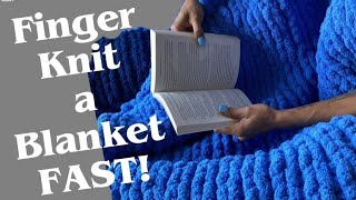 How to Finger Knit a Blanket /| Parmak Örgüsü ile 1 Saatte TV &amp; Bebek Battaniyesi Yapımı 