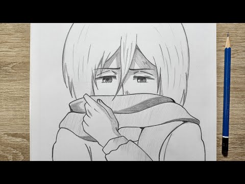 طريقة رسم ميكاسا اكرمان من انمي هجوم العمالقة رسم ميكاسا خطوة بخطوة 