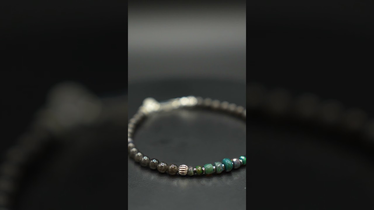 Bracciale Opale Etiope Nero e Labradorite Nera 4 mm – Eleganza Artigianale in Argento 925