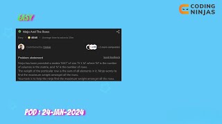 maximum sum  of row| coding ninjas problem of the day 24-jan-2024