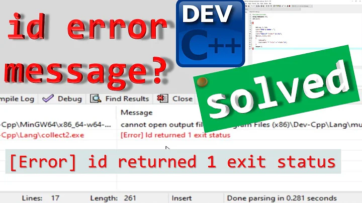SOLVED!!! [Error]  Id Returned 1 Exit Status On DEV C++
