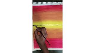 Sunset scenery drawing - complete process 