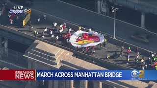 Chopper 2 over March for Excluded Workers in Manhattan