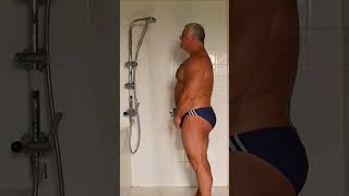Muscle Bear In The Shower Checking His speedo muscle daddy