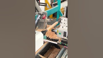 Integrated turning and milling with automatic loading CNC wood lathe #wood #furniture #woodworking