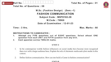 MSC 1ST SEM FD FASHION COMMUNICATION JAN 2023 | PTU