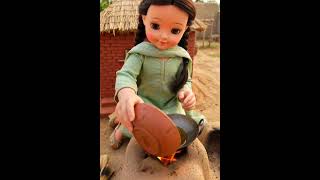 Tiny Doll makes crispy fried chicken village style #miniature #food