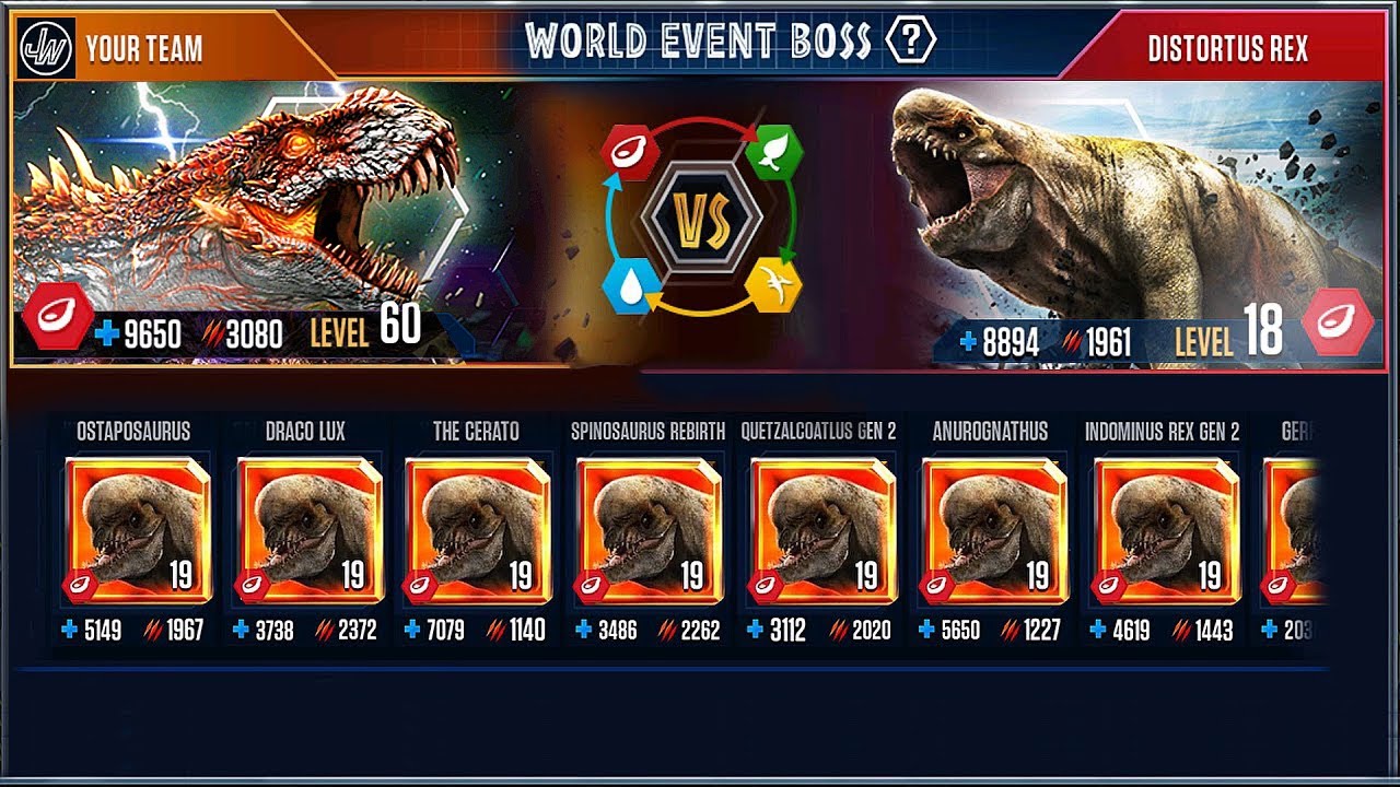 Distortus rex vs Alpha 09 - BOSS TOURNAMENT | Jurassic World The Game