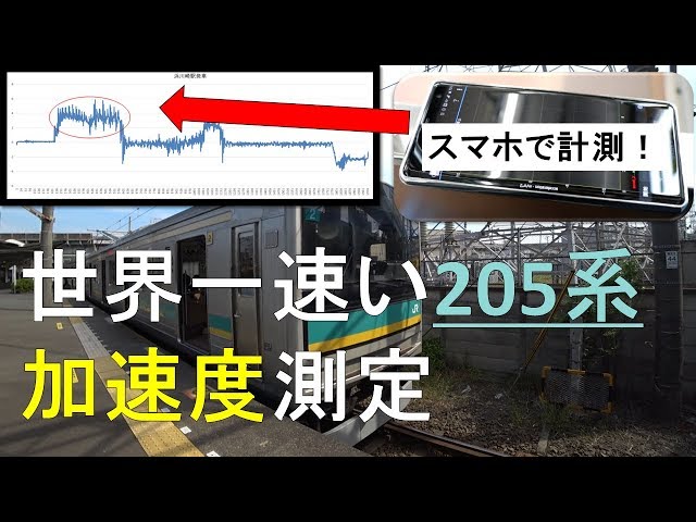 世界一速い205系の加速度測定してみた - YouTube