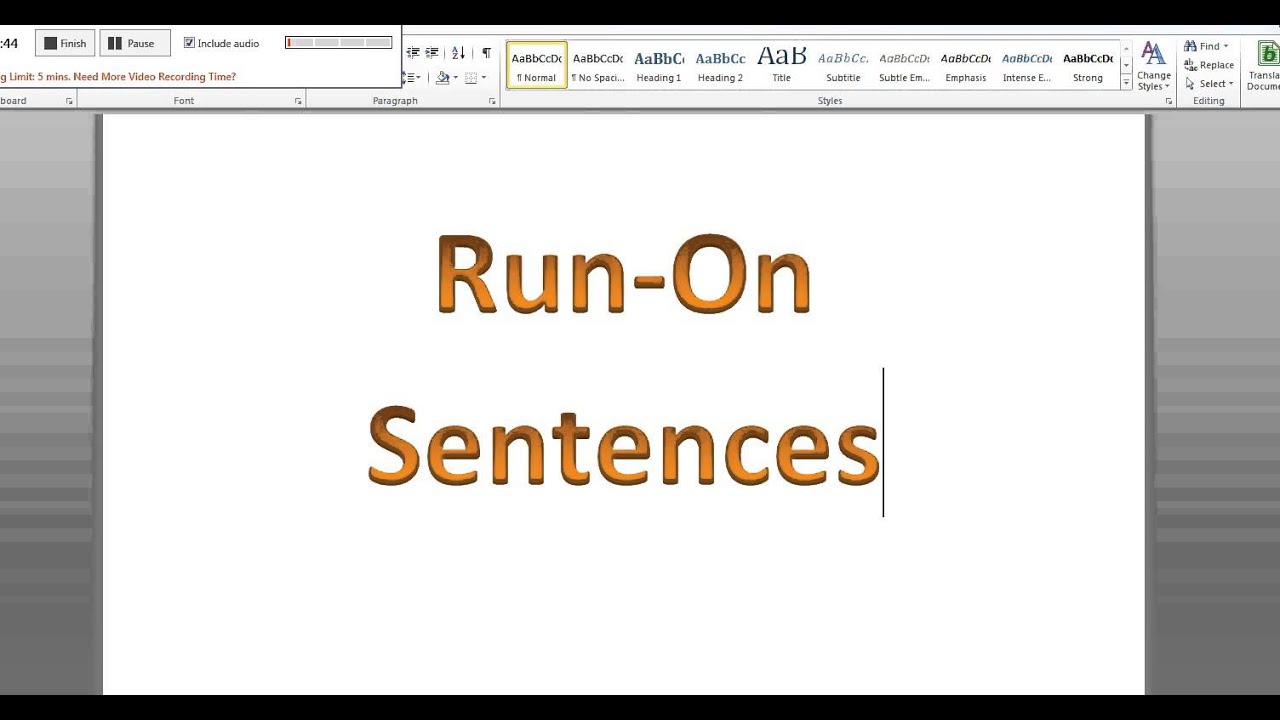 Run On Sentences Part 1 YouTube