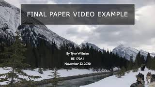 Final Paper Video Example - BE 170A1