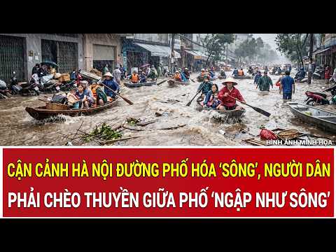 Hanoi streets turn into 'rivers': Residents forced to row boats through flooded city center