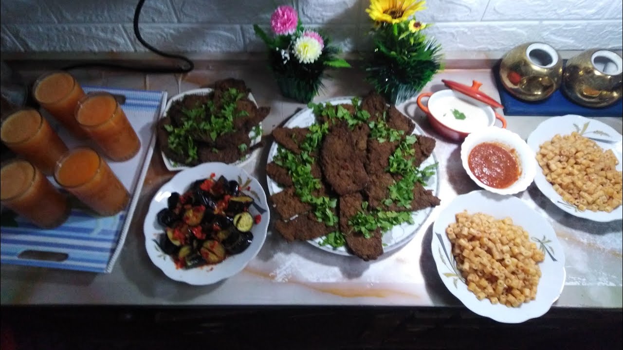 فطار ٣يوم رمضان الكبد بالرده والمكرونه والطحينه