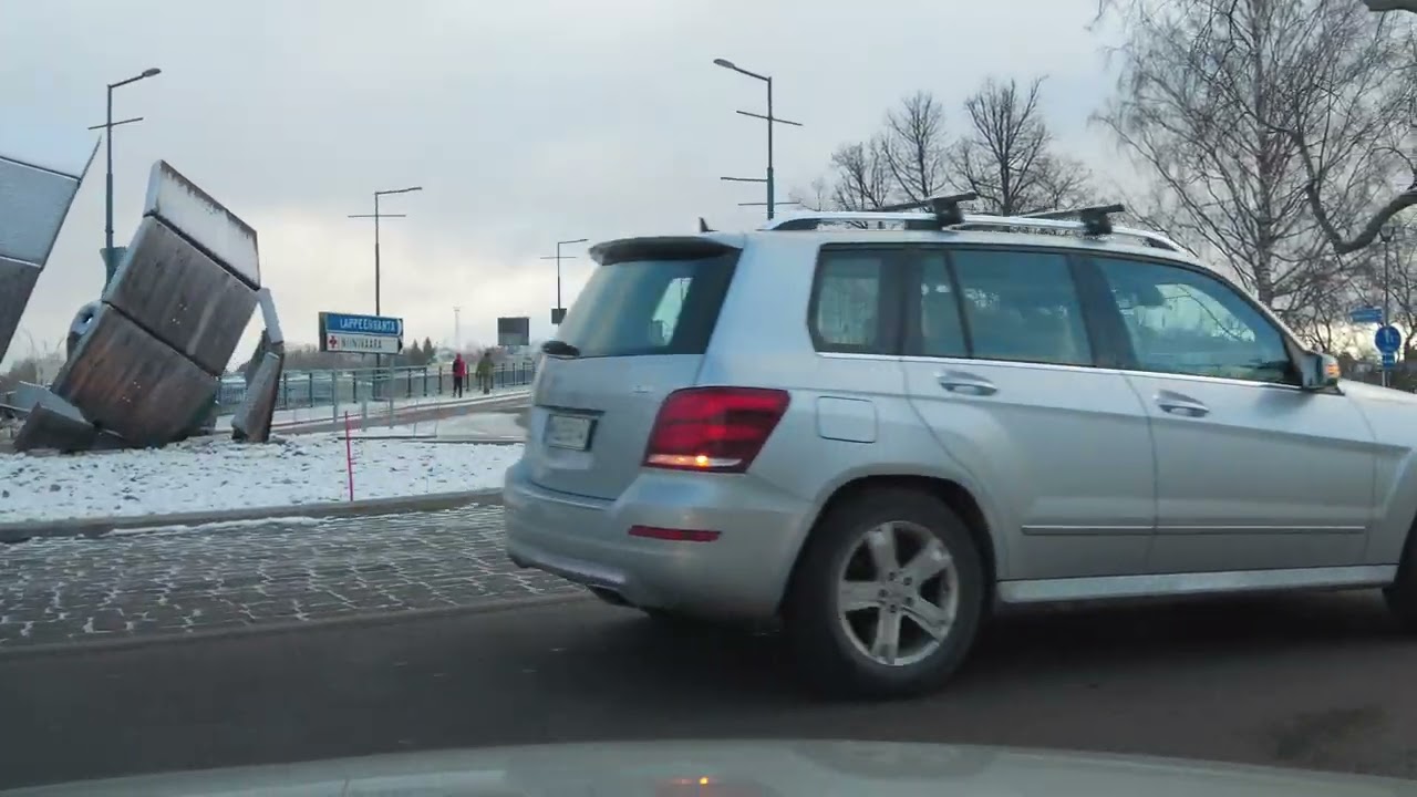 Driving in Joensuu. Finland 4K. 17.11.2022 (light snow)