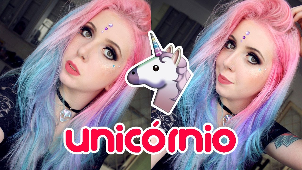 CABELO UNICÓRNIO - Tom pastel: Rosa, roxo, azul e turquesa