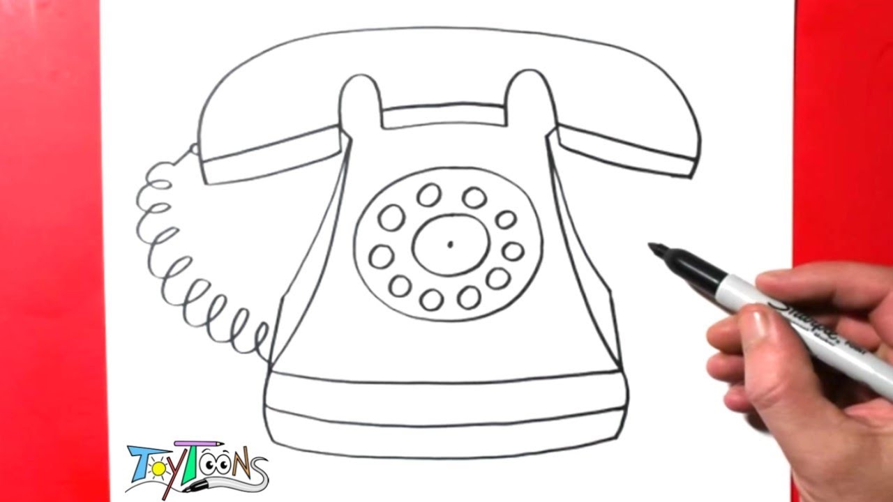 Sketch of retro or vintage telephones with rotary dial and old candlestick,  earphone and switchhook. Obsolete and classic technology for communication  and talking connected by wire via landline #1407530 | Clipart.com School