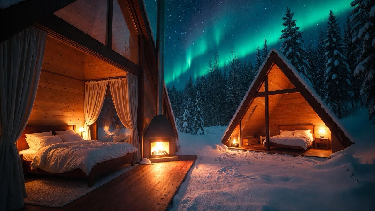 You’re Safe Tonight ❄️ Aurora Hugs Your Heart in Cozy Cabin 432Hz 8h Deep Healing Sleep