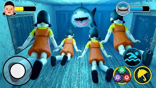 Playing as Squid Doll Army Vs White Shark in Granny House screenshot 1