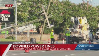 Major Charlotte road closed due to downed power lines
