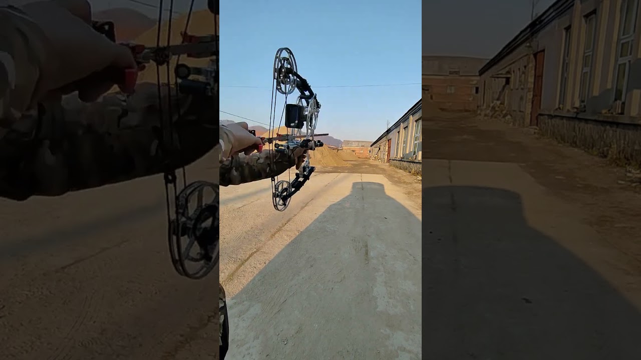 A portable compound bow with a draw weight of 70 pounds. 