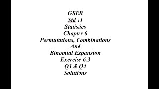 GSEB 11th Statistics Ch 6 Ex 6.3 Q3 & Q4