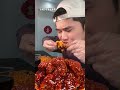 Today I’m eating cheesy baked chicken leg, creamy turkey noodles, teriyaki eel!  #mukbang #shorts