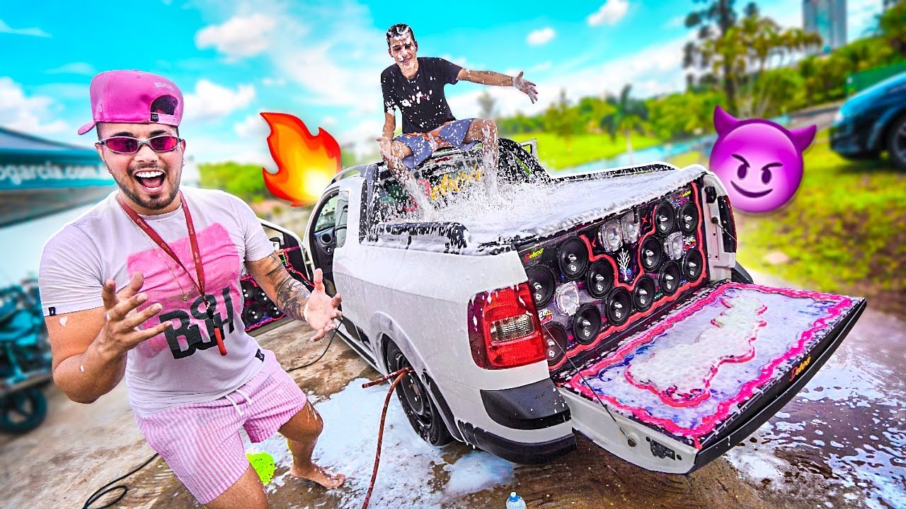 COLOQUEI ÁGUA COM SABÃO NO SOM DA SAVEIRO !! * impressionei meus amigos * 🔥 🔉😈