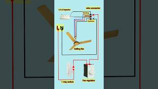 Ceiling fan 3 wire connection || Electric fan wiring diagram || shorts shortfeed shortsvideo