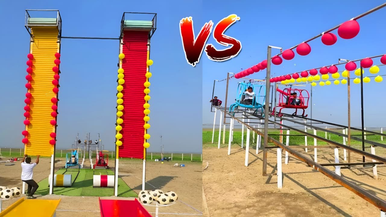 Экстремальное испытание на воздушном шаре против безумного вертолетного испытания с жителями дере...