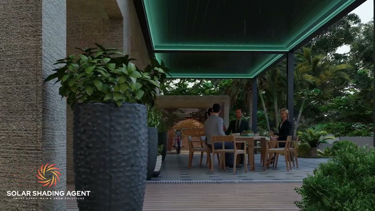 Retractable bioclimatic louver roof residential pergola - Watch in 4K full screen - Bioclimatique