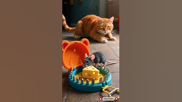 Cheese Trap 🪤sets by the orange🐱 cat! Can the mouse escape it?  #cat #mouse