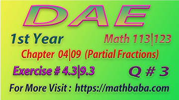 DAE 1st year Chapter 04|09 Exercise 4.3|9.3 Question 03