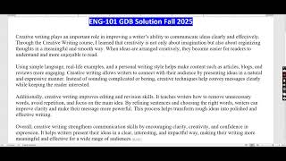 VU ENG101 GDB Solution Fall 2025 | Creative Writing Explained