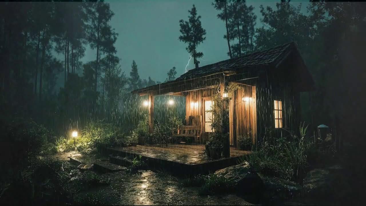 Heavy Rain on Roof and Loud Thunder for Sleeping Faster