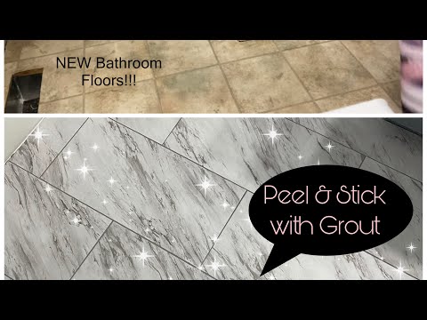PEEL & STICK with GROUT// New Bathroom Floor!! DIY