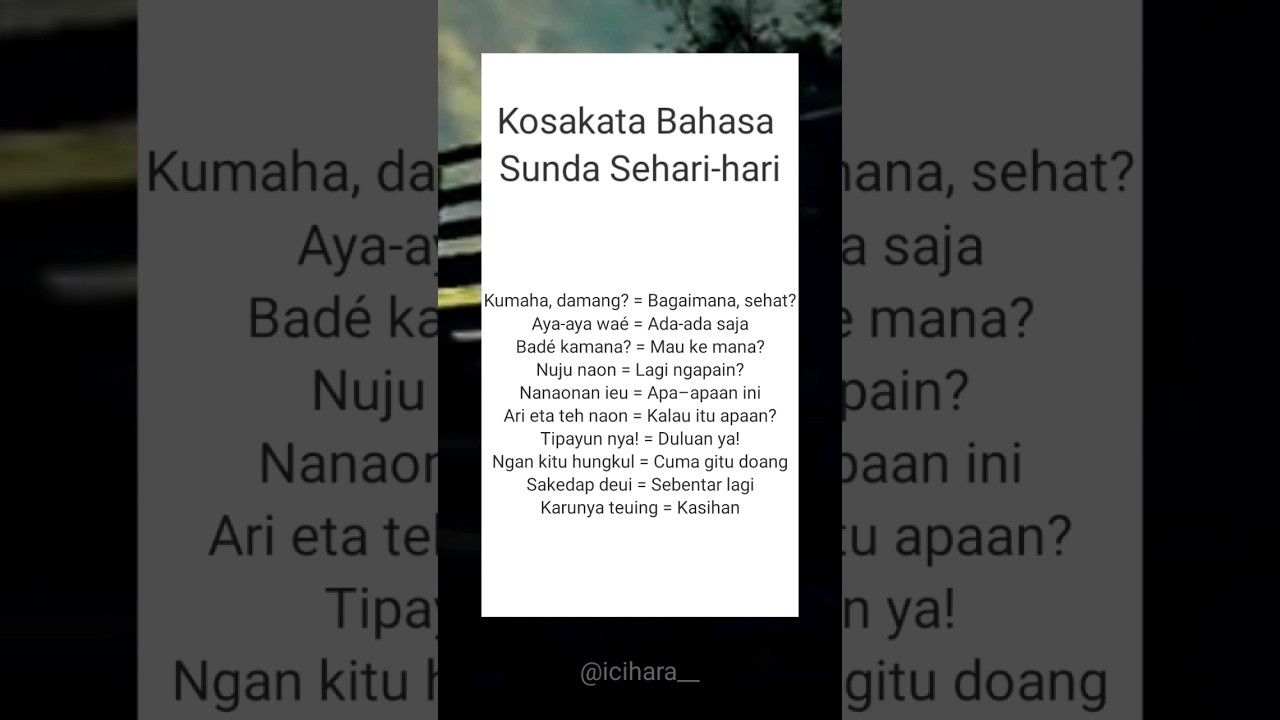 kosakata bahasa sunda sehari hari
