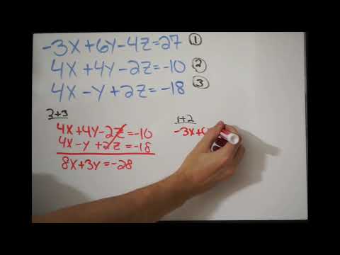 Solving a 3x3 System of Equations - Elimination Method