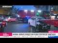 Auto y bus del Sistema Red protagonizaron grave choque en el centro de Santiago - CHV Noticias