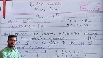 Bridge course test 3 day 45 class 10 maths complete final test solution for English medium