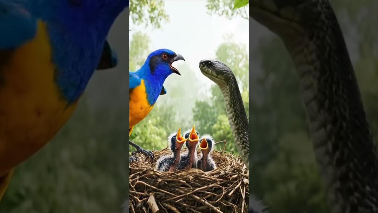 Parental instinct kicks in for a heroic defense. 🐦🛡️🐍 