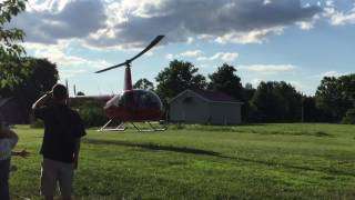 Robinson R44 Helicopter Landing in our Back Yard