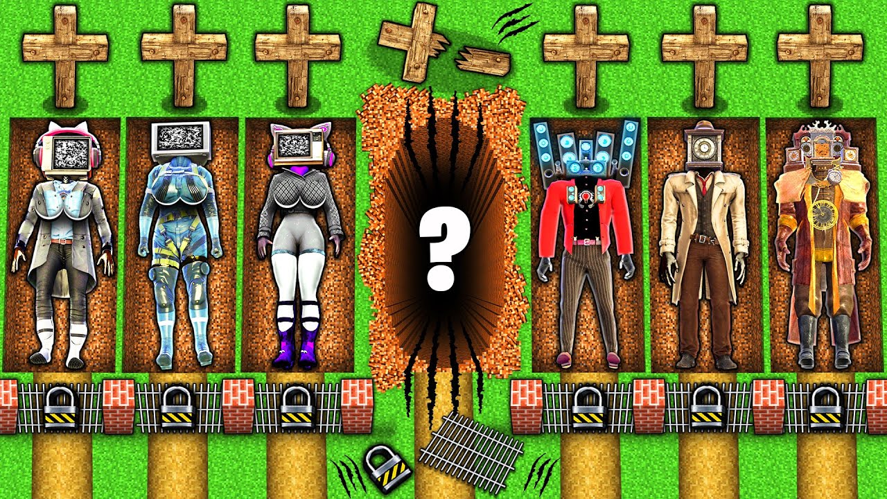 CHOOSE the RIGHT SECRET GRAVE of TV WOMAN and SPEAKER MAN vs SKIBIDI TOILET in MINECRAFT animation