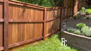 Cedar Privacy Fence in Minnesota. Cap and Trim with Driven, Steel Posts