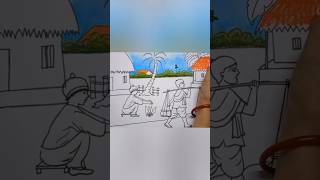 winter morning scenery drawing/ শীতের সকাল
