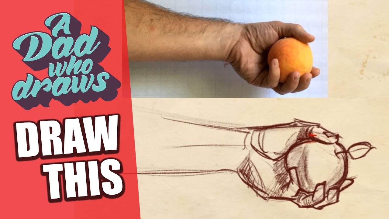 How to draw a hand holding a ball or peach - YouTube