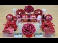 RED Glitter Slime | Season GLITTER | Mixing makeup and glitter into Clear Slime