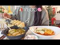 ENG) 황치즈 타르트 만들고🥧 에그마요 샌드위치와 생딸기우유 만들어 먹는 퇴근후일상🍓ᅵ상하이파스타, 콜라찜닭, 뜨개질, 양파장아찌, LA갈비, 미역국, 순두부열라면, 불닭순대볶음