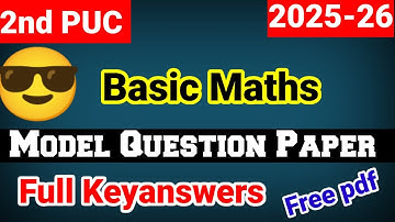 2nd puc Basic maths model question paper 1,2,3 annual exam 2025-26