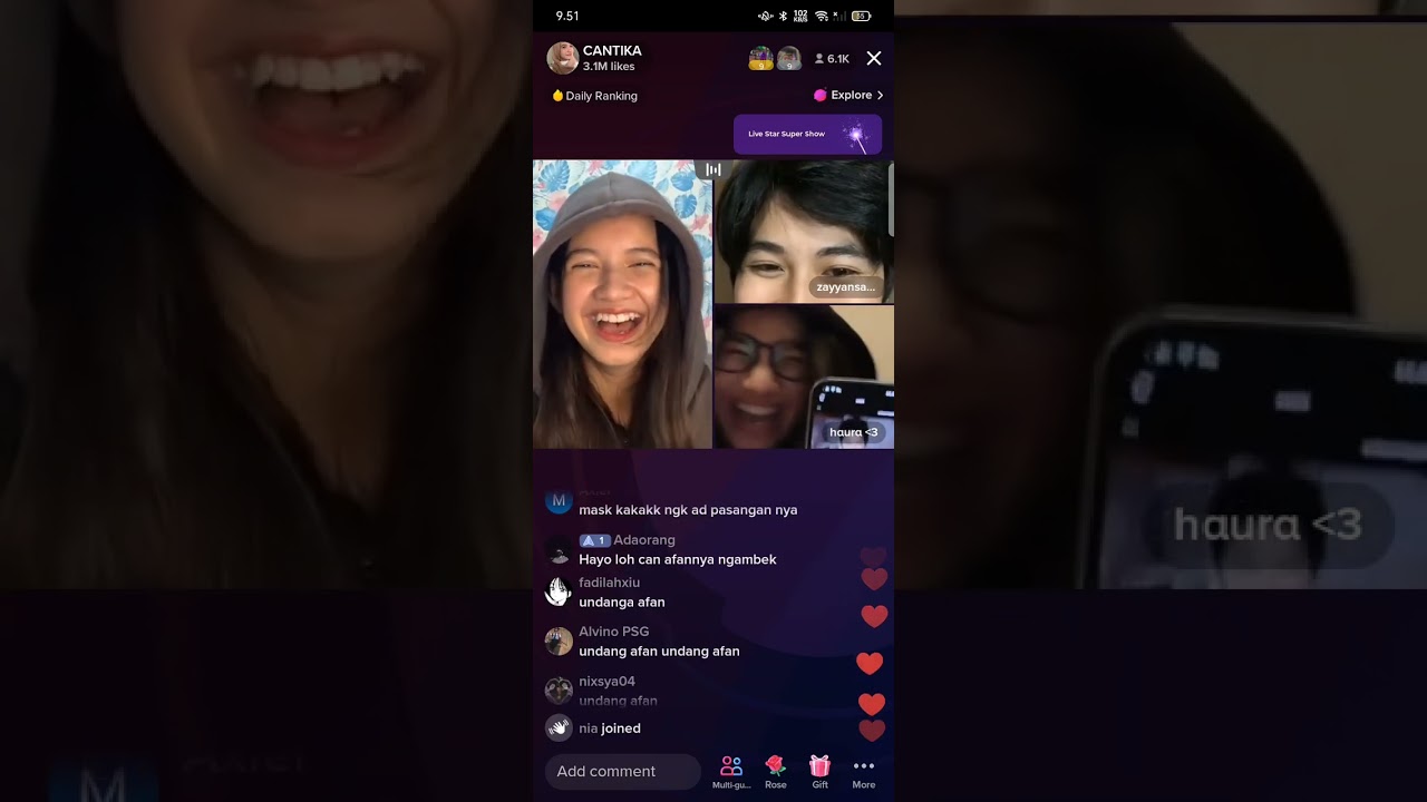 keseruan affan,cantika dan zayyan,haura live tiktok